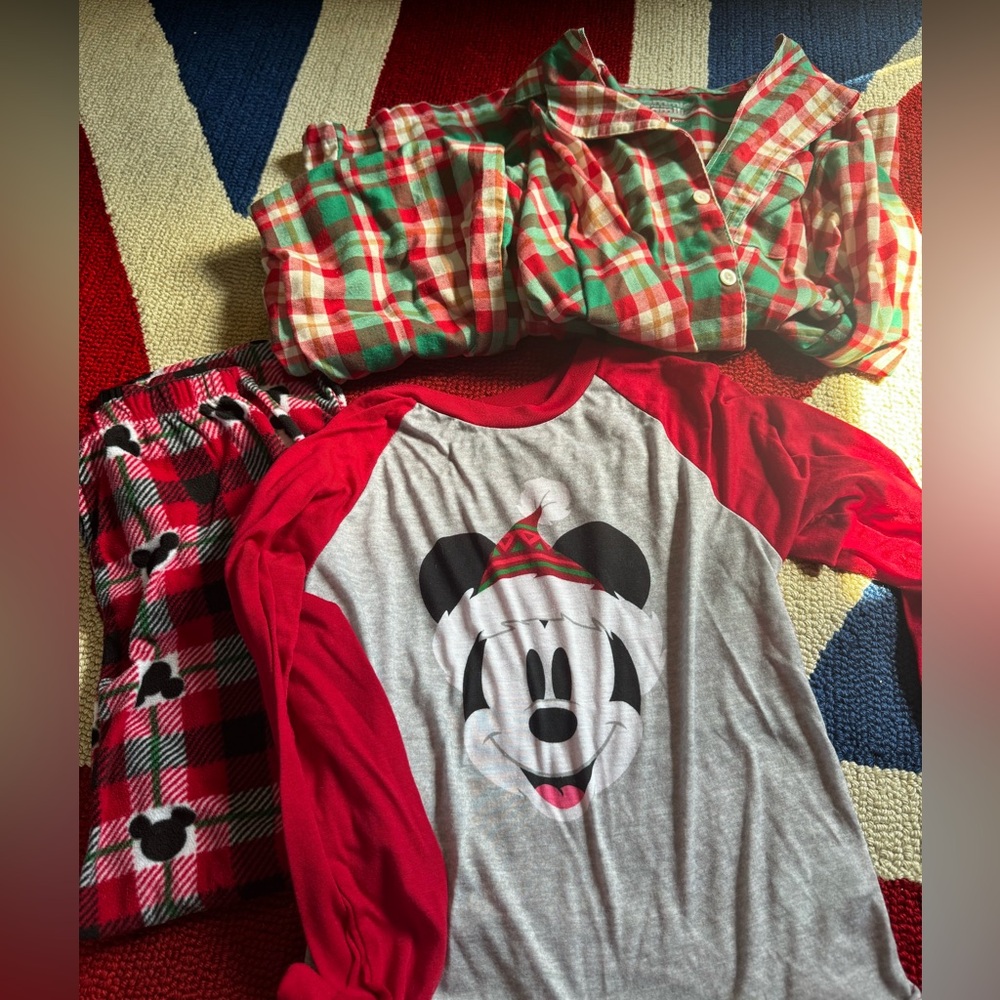 Boys size 10 Mickey and plaid Christmas pajamas - two pairs
